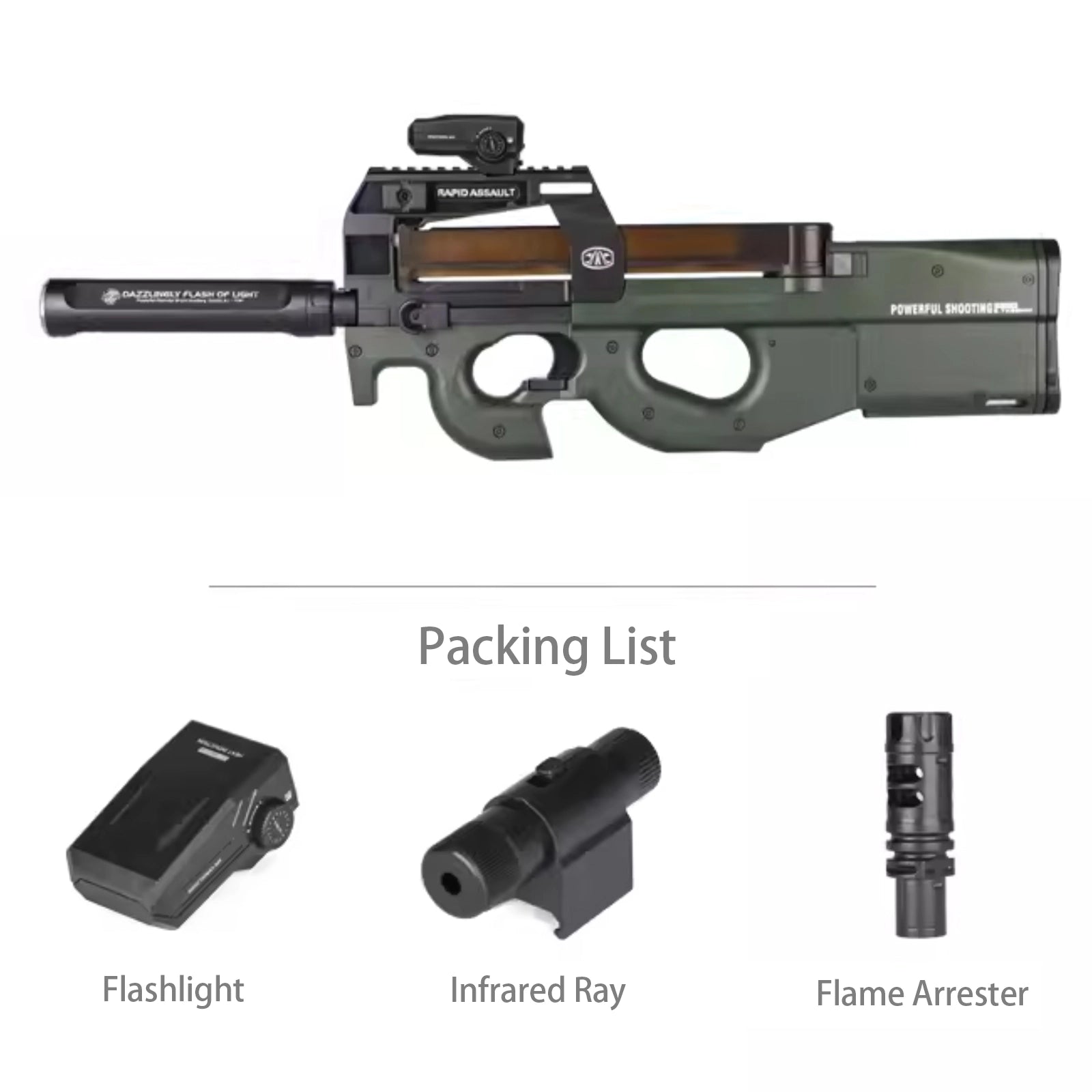Semi Automatic Orbeez Submachine Gun With Flashlight - P90