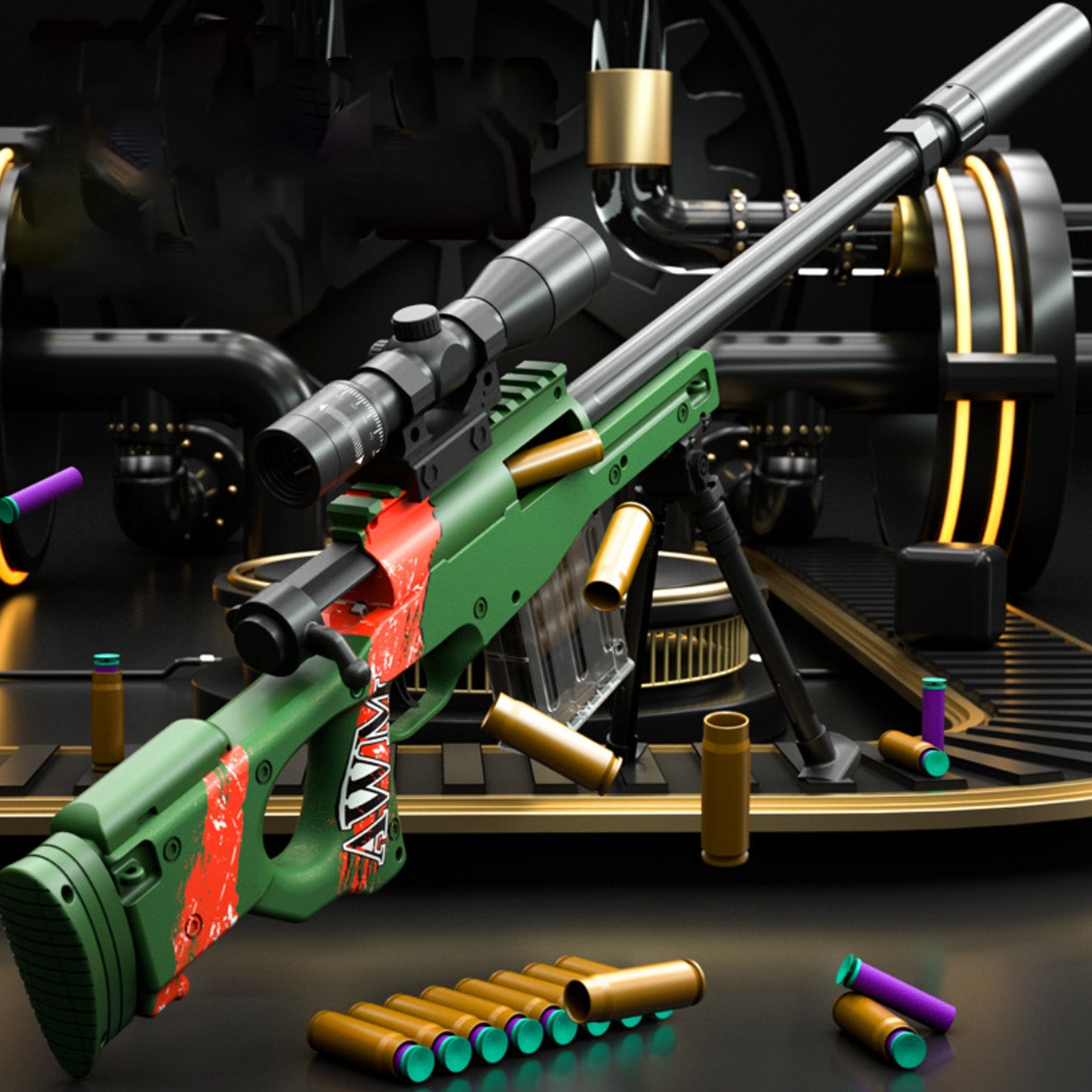 Shell Eject Nerf Sniper Rifle With Scope - AWM