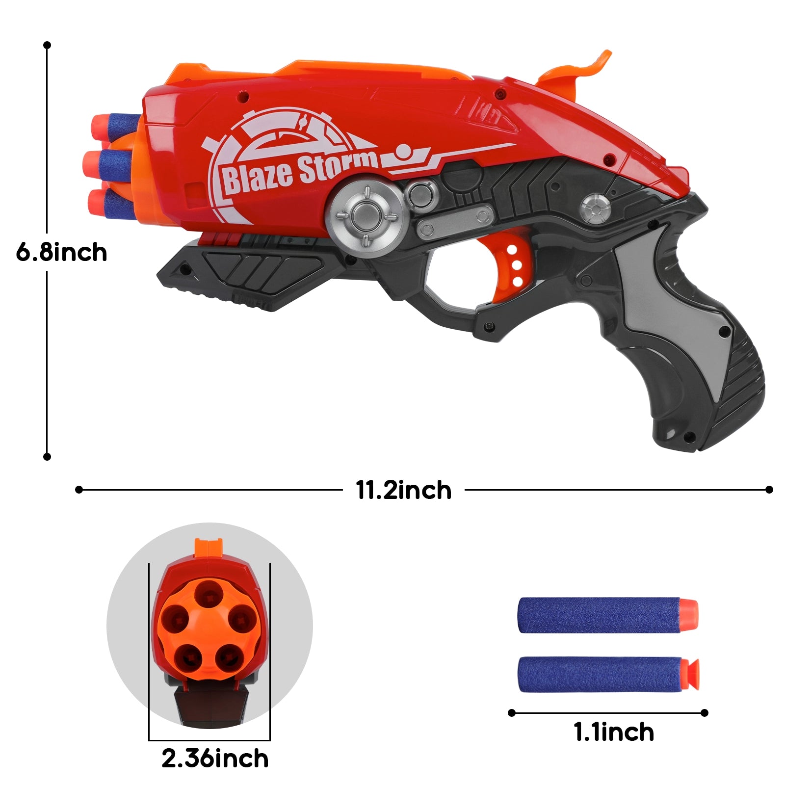 Red Semi Auto Turntable Foam Dart Toy Gun - 5 Rounds