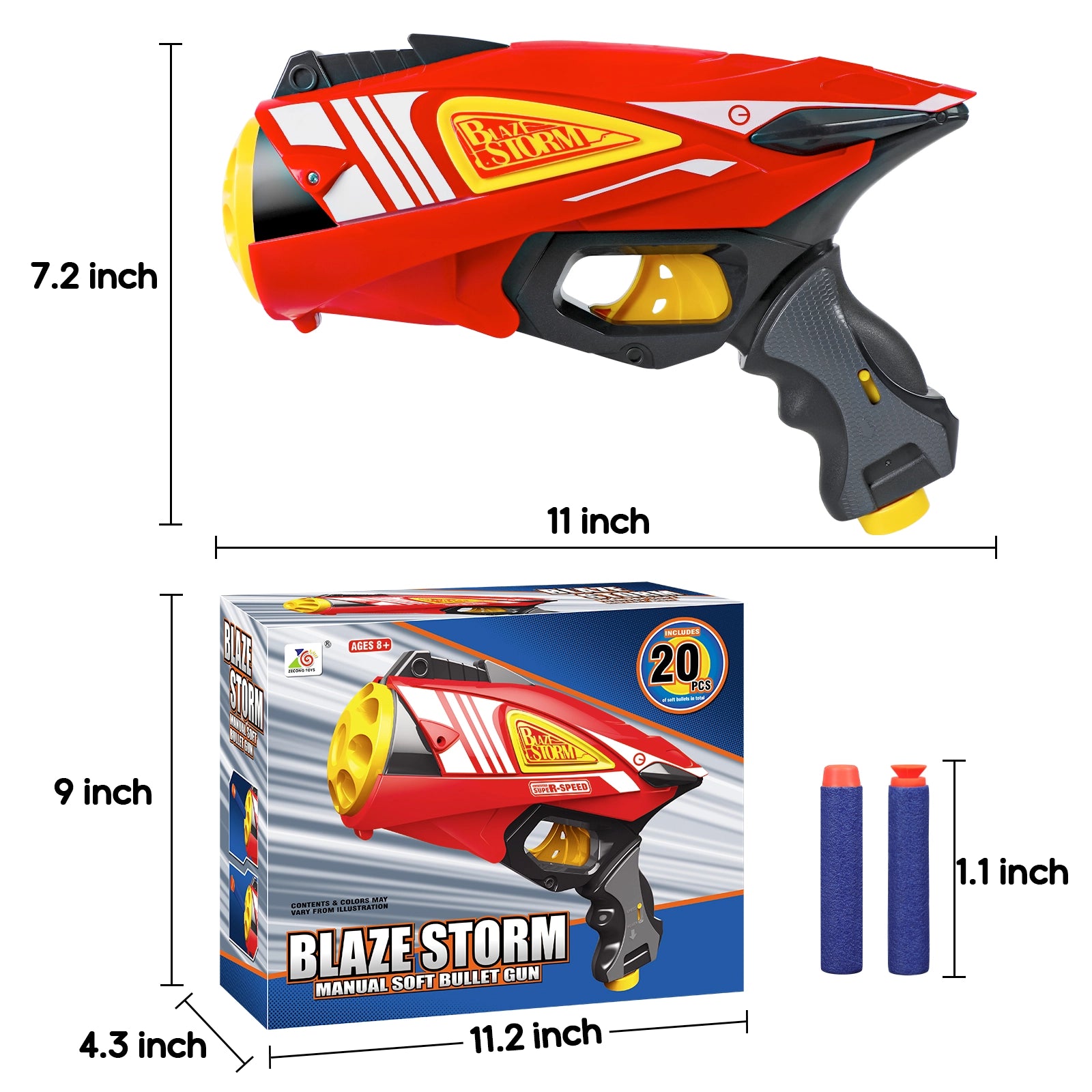 Red Semi Auto Foam Blaster Gun Toy For Child - 8 Rounds