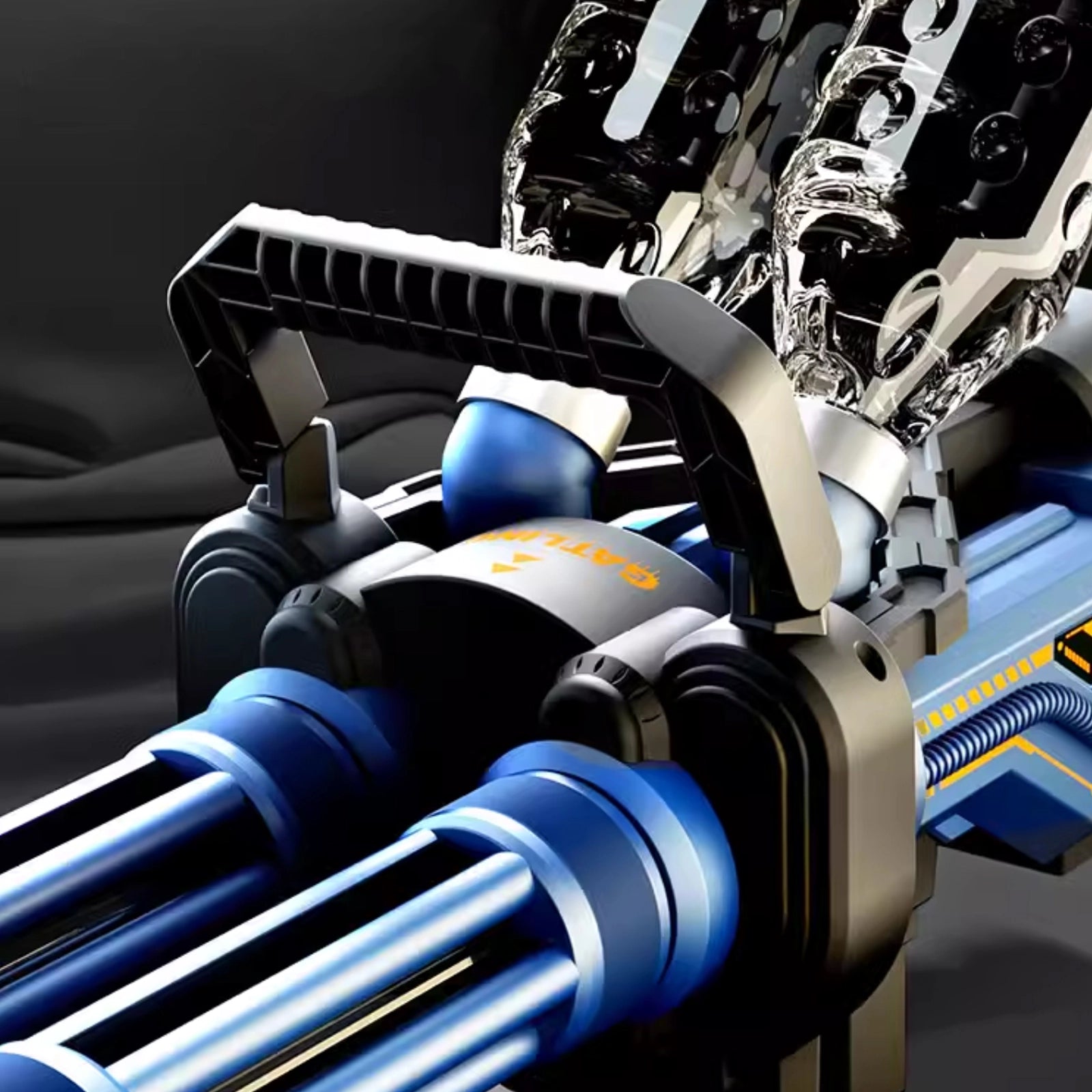Double-Barreled Gatling Gel Machine Gun With Flash