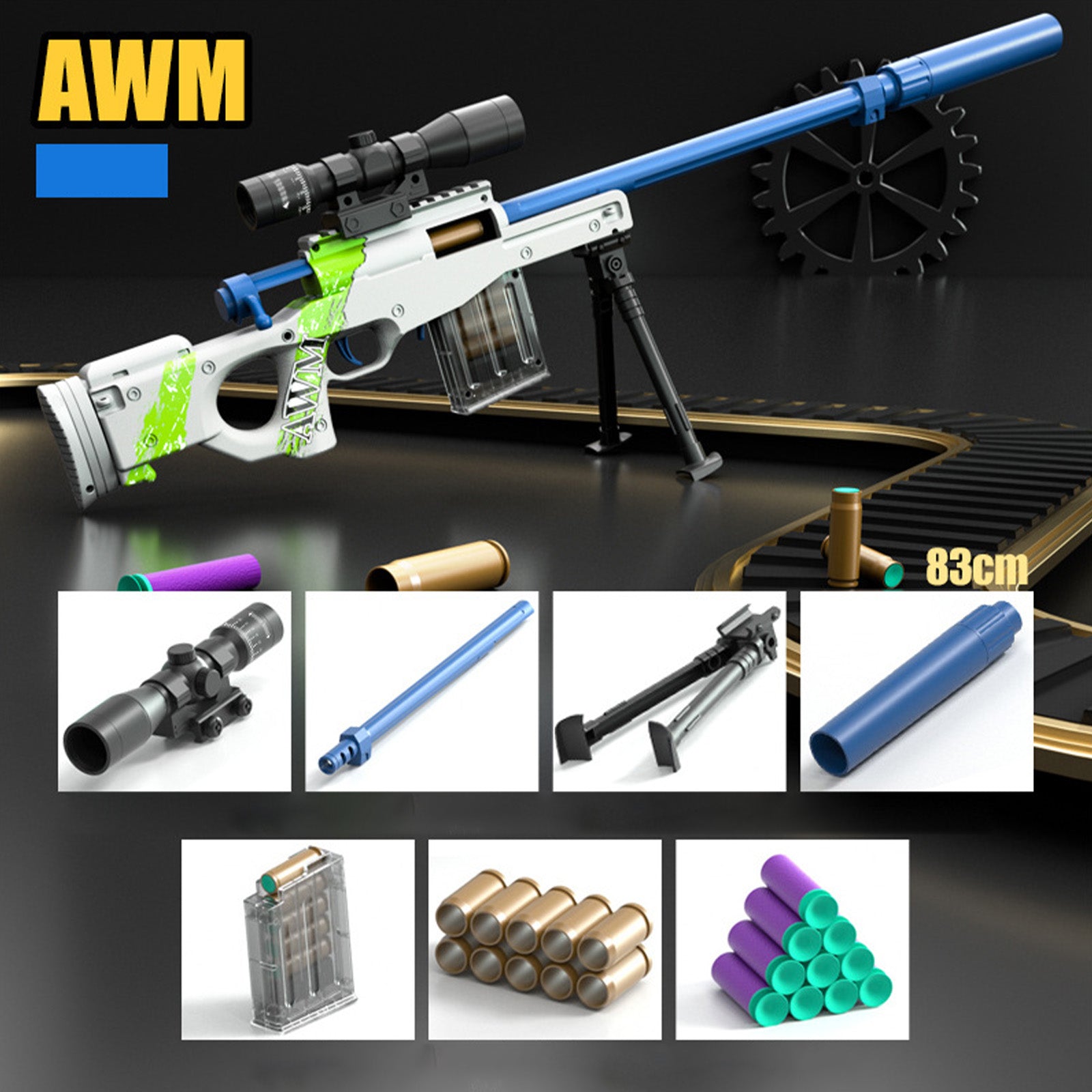 Shell Eject Nerf Sniper Rifle With Scope - AWM
