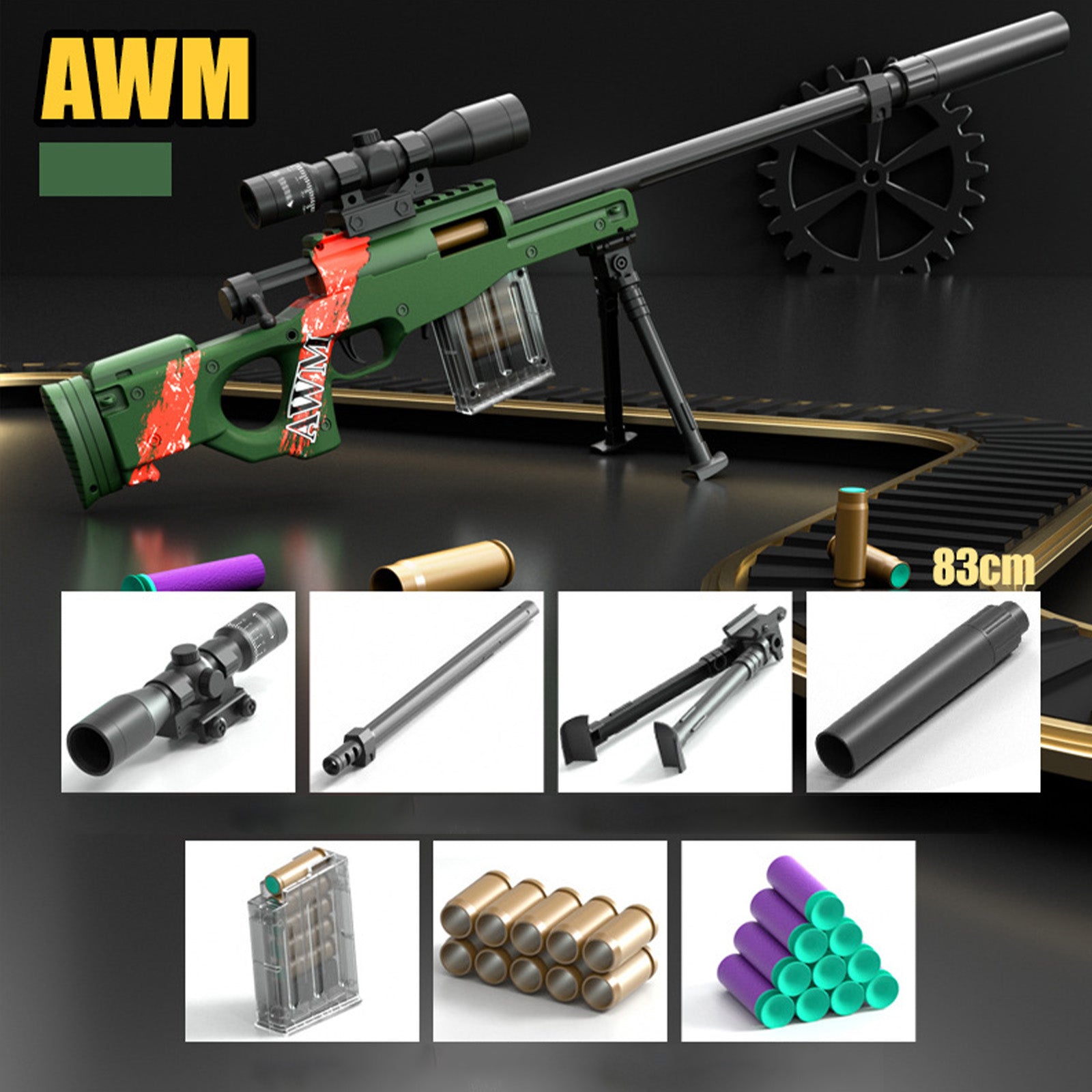 Shell Ejecting Sniper Shell Eject Nerf Sniper Rifle With Scope - AWM
