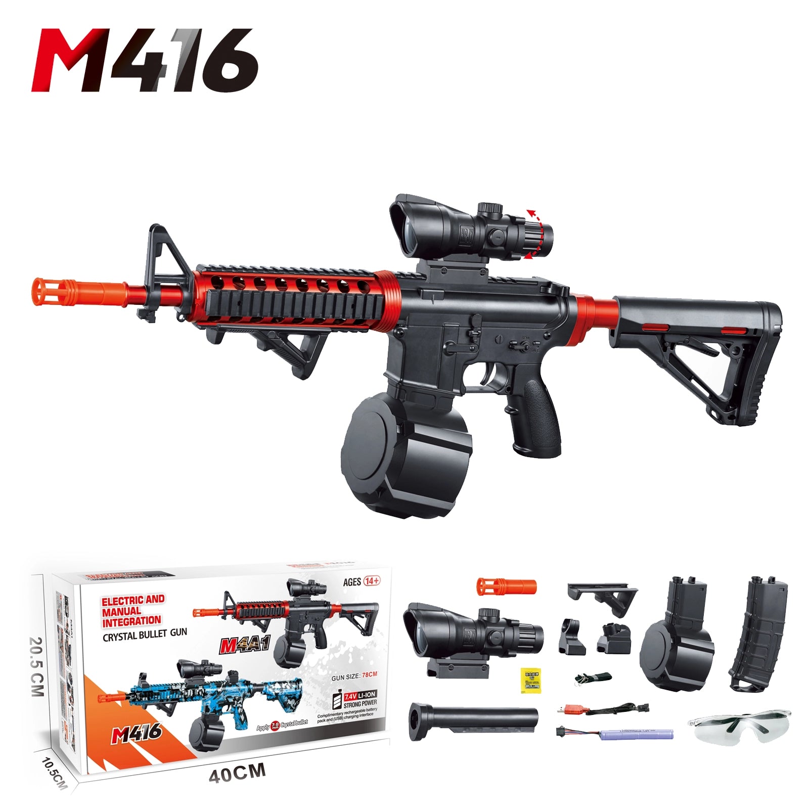 Mini M416 Colorful Orbeez Guns With Flash Cannon