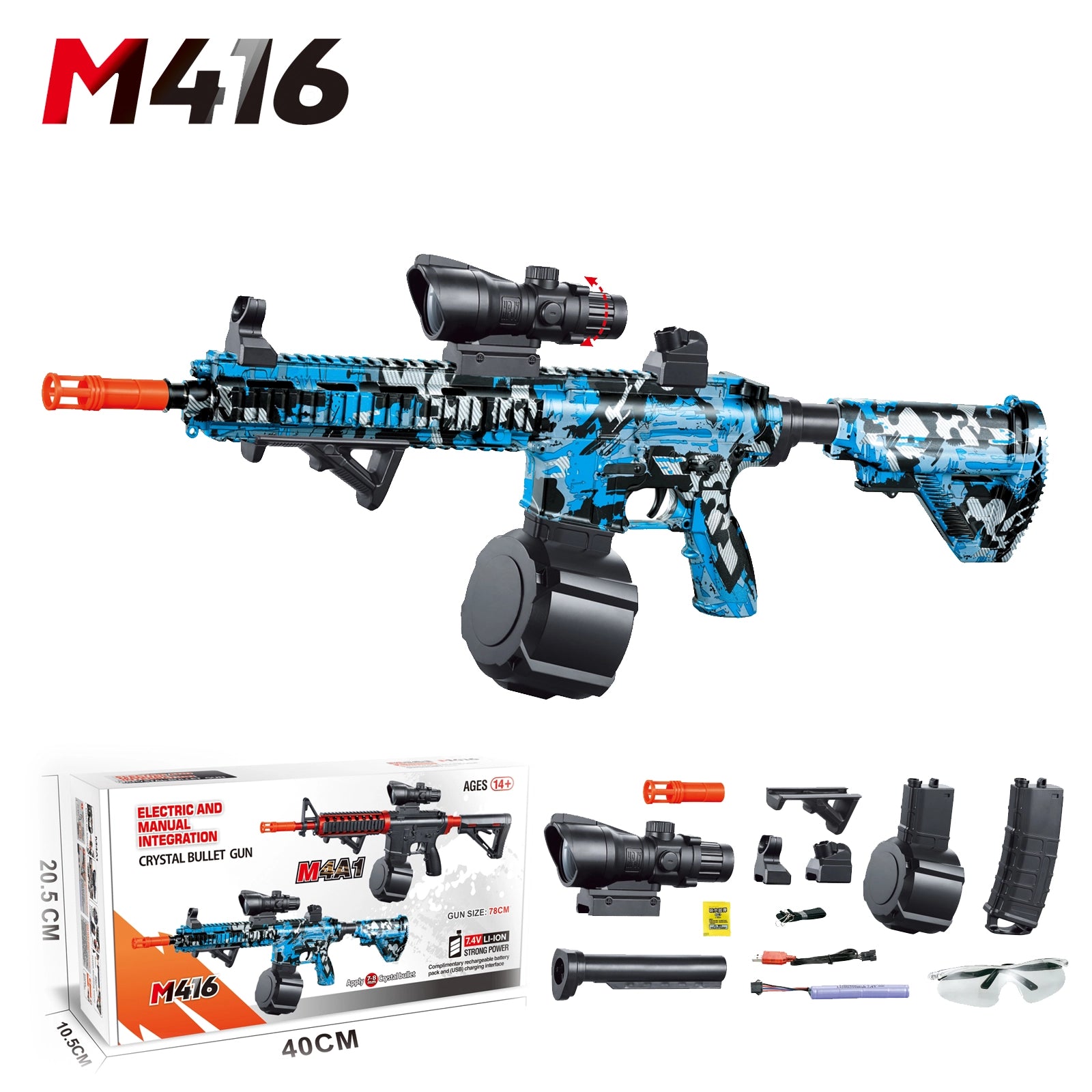 Mini M416 Colorful Orbeez Guns With Flash Cannon