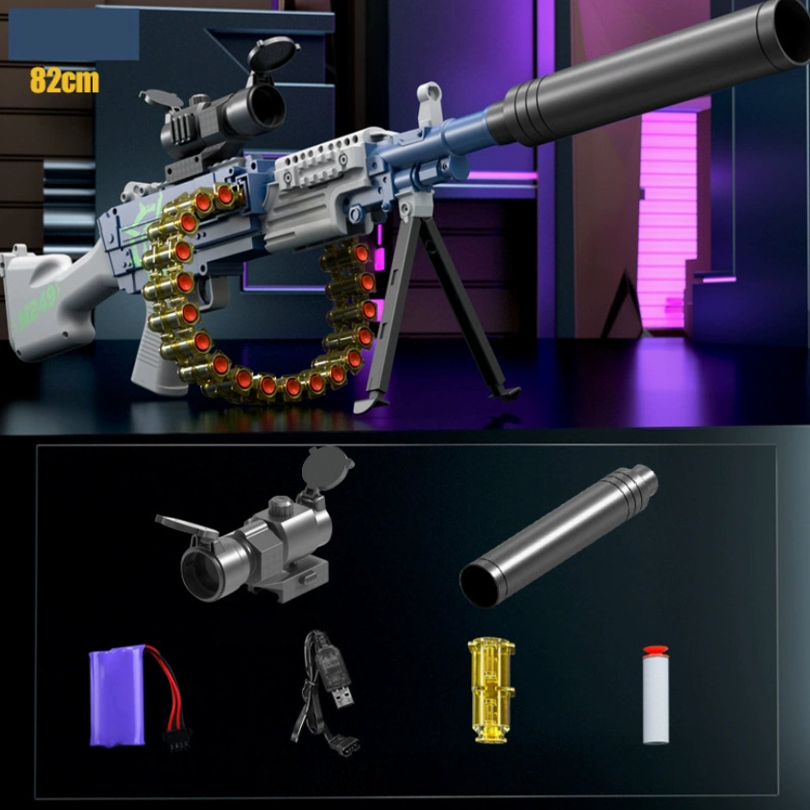 M249 Realistic Nerf Full Auto Machine Gun With Tripod