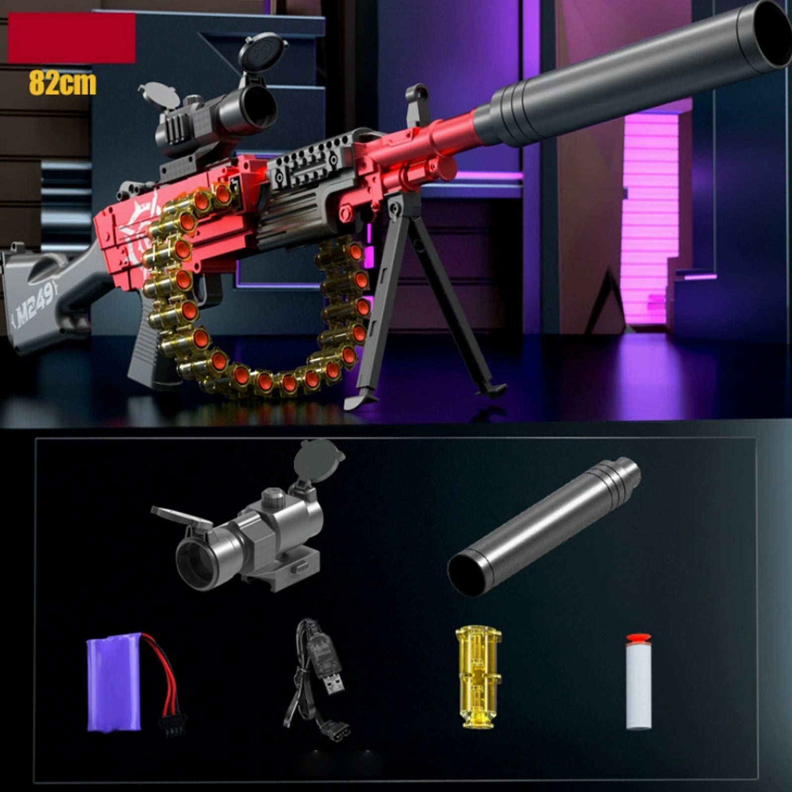 M249 Realistic Nerf Full Auto Machine Gun With Tripod