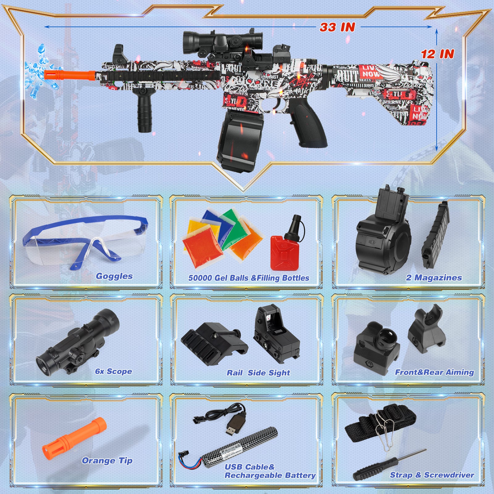 M4a1 Colorful Gel Blaster with Scope for Sale